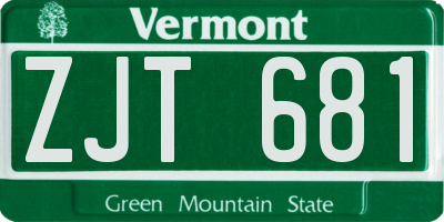 VT license plate ZJT681