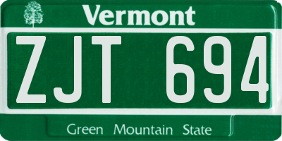 VT license plate ZJT694