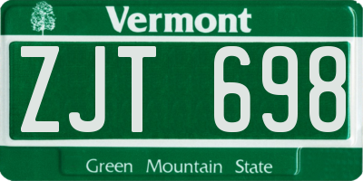 VT license plate ZJT698