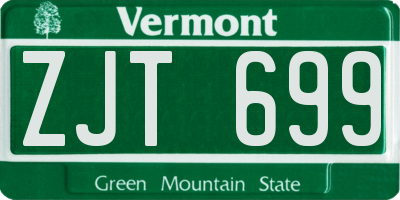 VT license plate ZJT699