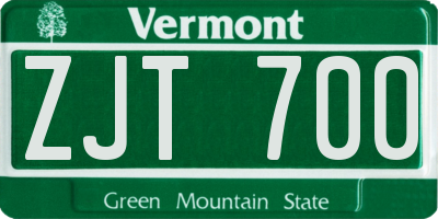 VT license plate ZJT700
