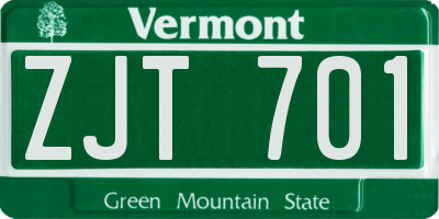 VT license plate ZJT701