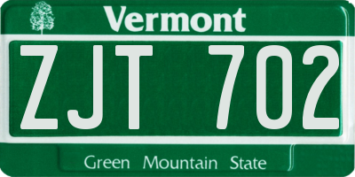 VT license plate ZJT702