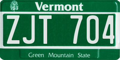 VT license plate ZJT704