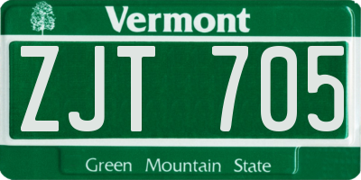 VT license plate ZJT705
