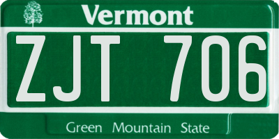 VT license plate ZJT706