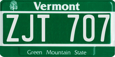 VT license plate ZJT707
