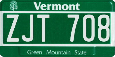 VT license plate ZJT708