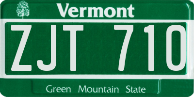 VT license plate ZJT710