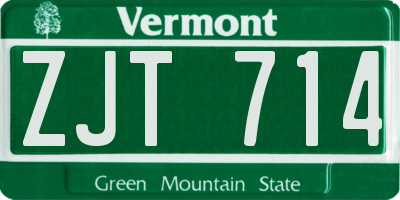 VT license plate ZJT714