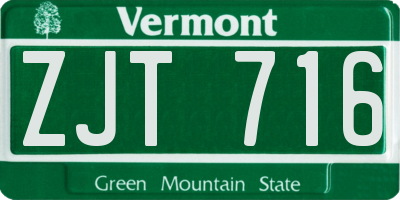 VT license plate ZJT716