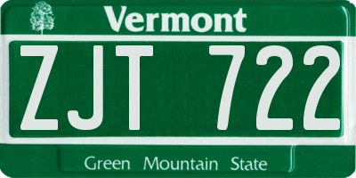 VT license plate ZJT722