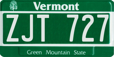 VT license plate ZJT727