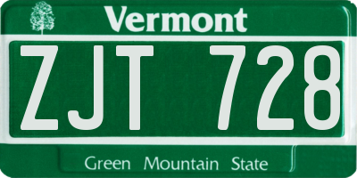VT license plate ZJT728