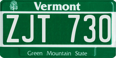 VT license plate ZJT730