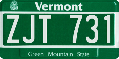 VT license plate ZJT731