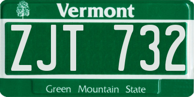VT license plate ZJT732