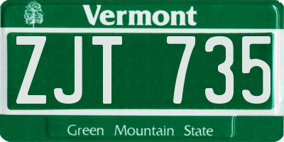 VT license plate ZJT735