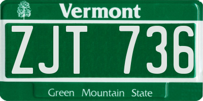 VT license plate ZJT736