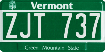 VT license plate ZJT737