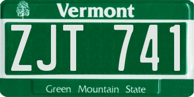 VT license plate ZJT741
