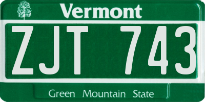 VT license plate ZJT743