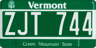 VT license plate ZJT744