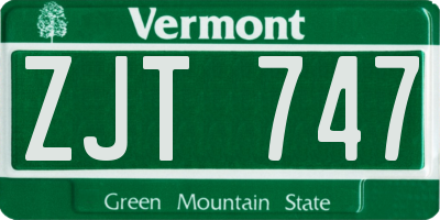 VT license plate ZJT747