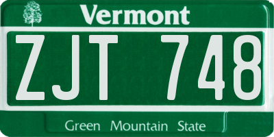 VT license plate ZJT748