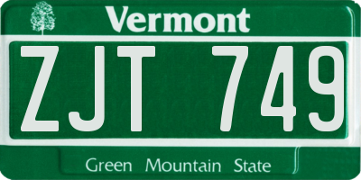 VT license plate ZJT749