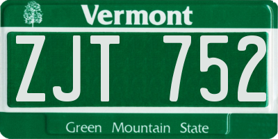 VT license plate ZJT752