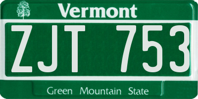VT license plate ZJT753