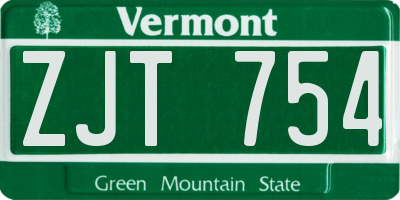 VT license plate ZJT754