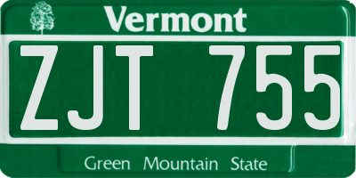 VT license plate ZJT755