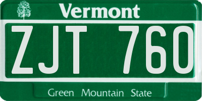 VT license plate ZJT760