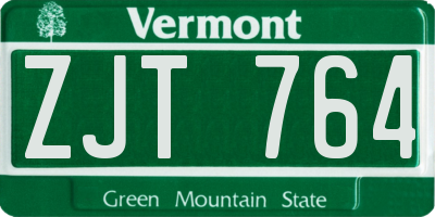 VT license plate ZJT764