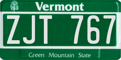 VT license plate ZJT767