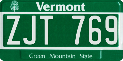 VT license plate ZJT769