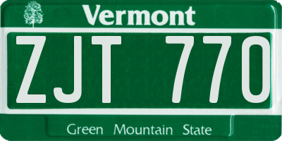VT license plate ZJT770