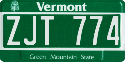 VT license plate ZJT774