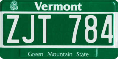 VT license plate ZJT784