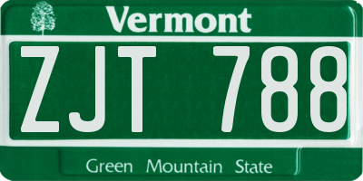 VT license plate ZJT788