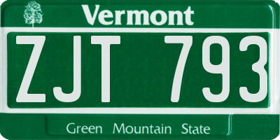 VT license plate ZJT793