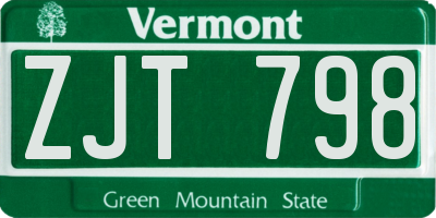 VT license plate ZJT798