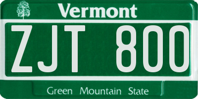 VT license plate ZJT800