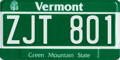 VT license plate ZJT801