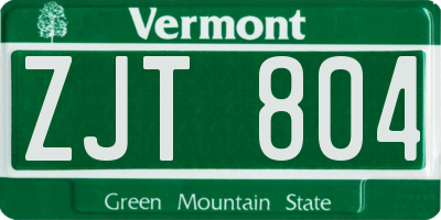 VT license plate ZJT804