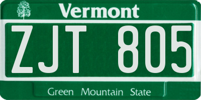 VT license plate ZJT805