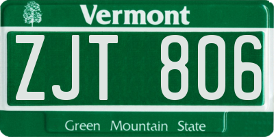 VT license plate ZJT806
