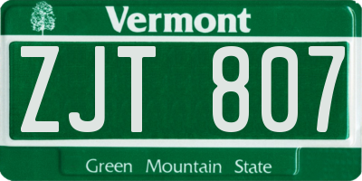 VT license plate ZJT807